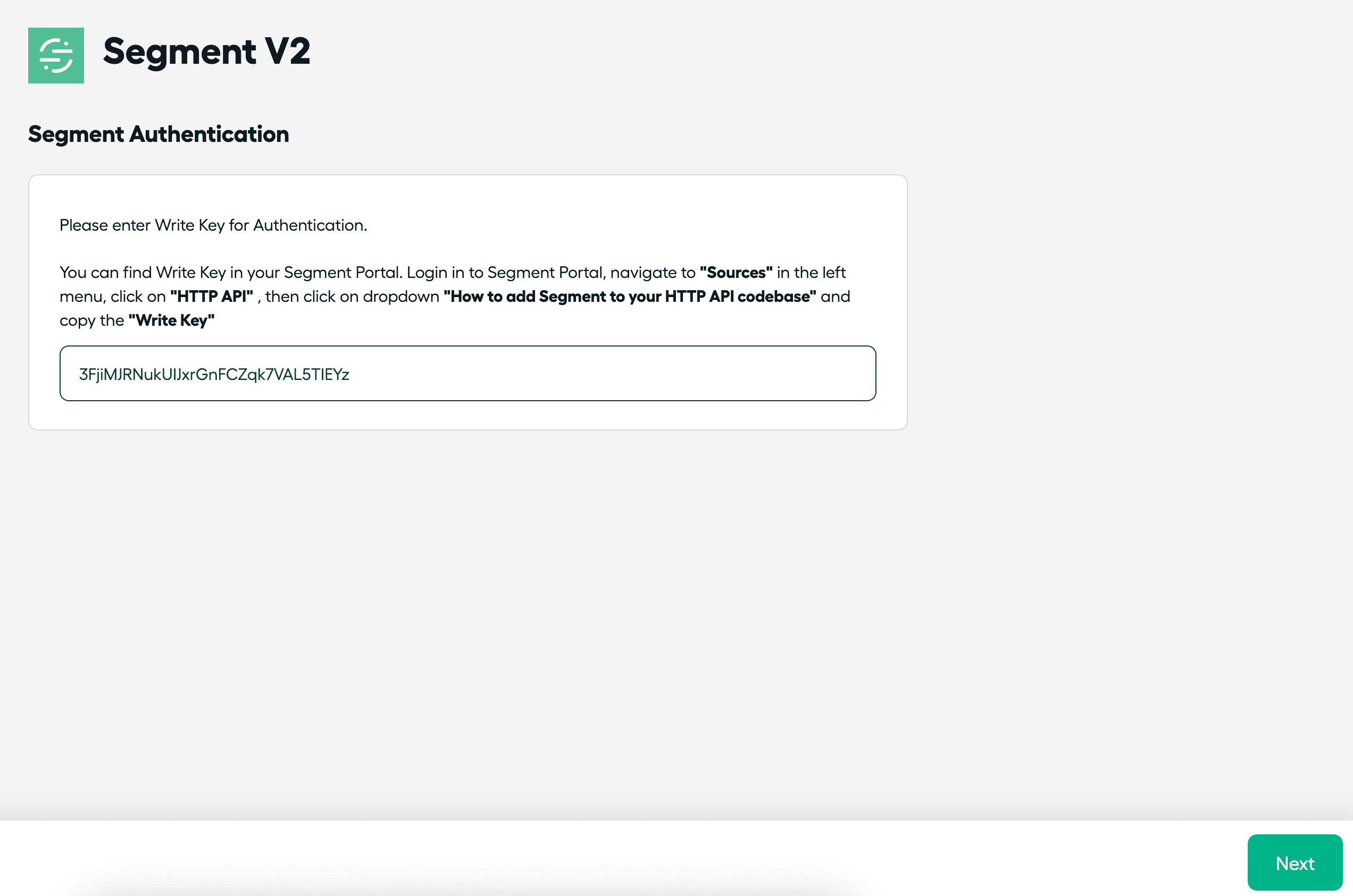 Image showing how to past the Write Key in Aircall