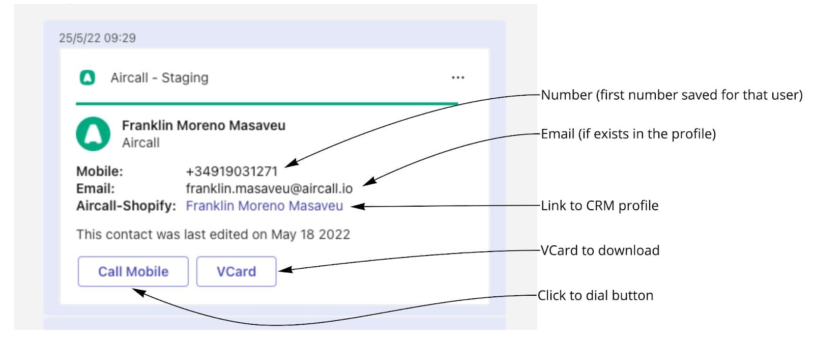 Image showing a calling card example