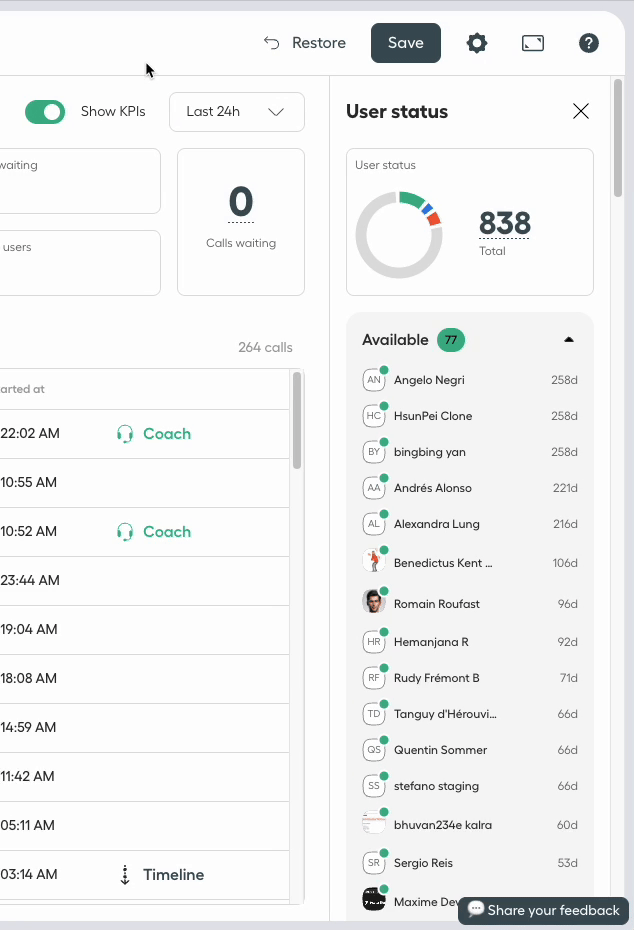 gif showing visibility of user status bar