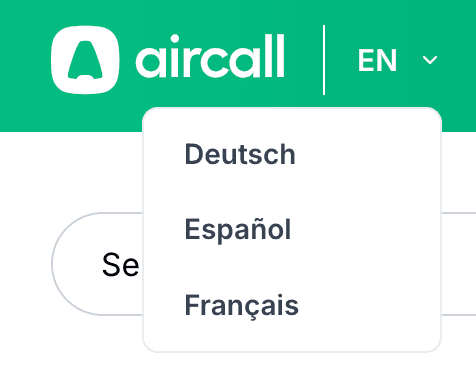 Language options on the main page of the Support Portal