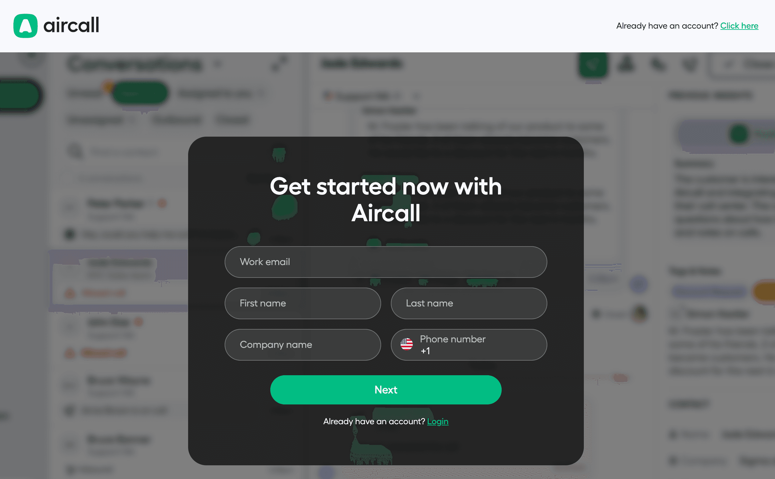 The main page to subscribe for the trial