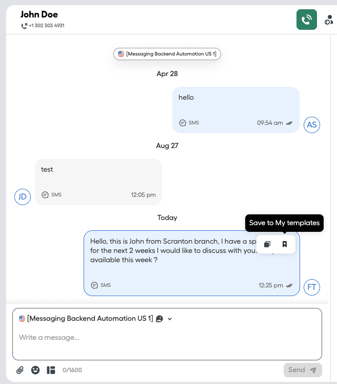 Aircall Workspace where you can create your template from the sent message.png