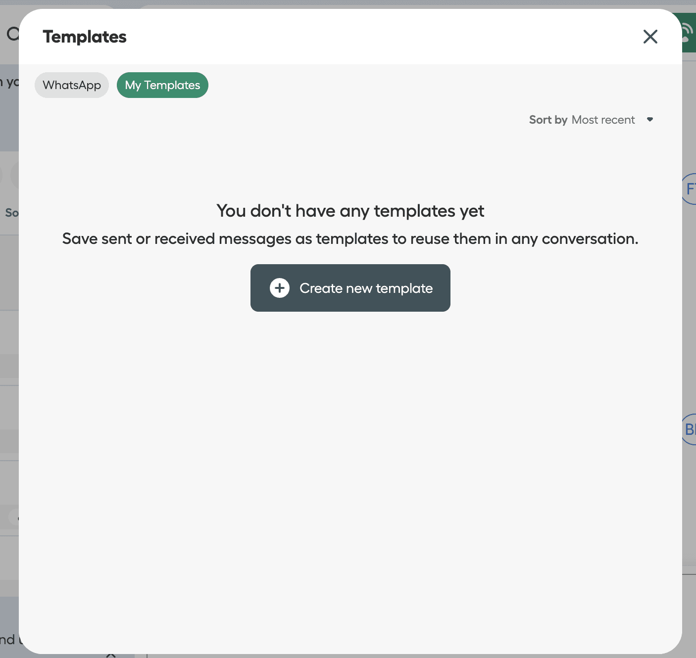 Created messaging templates to choose and apply to the conversation.png