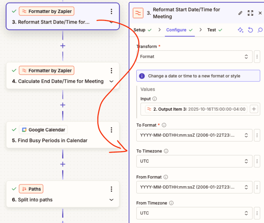 Zapier Formatter step reformatting meeting start date and time..png