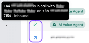call direction and tooltip