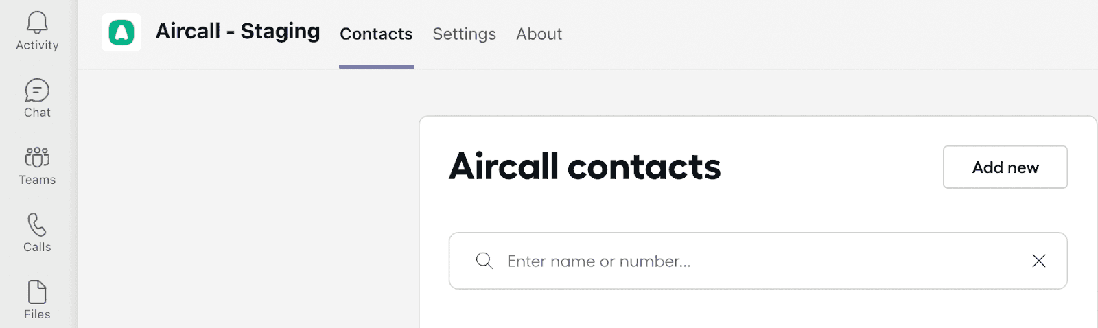 Image showing how to add contacts to Aircall from MT from the contacts tab