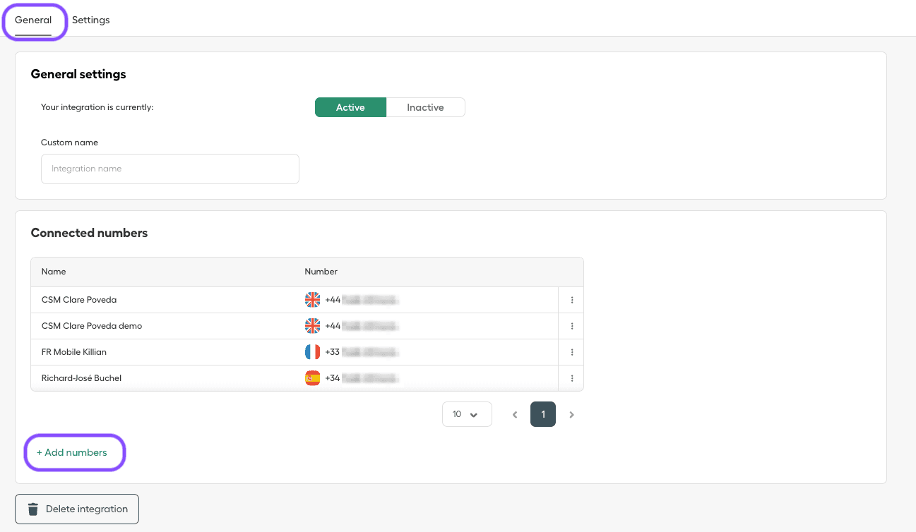 Image showing how to add numbers to integrations