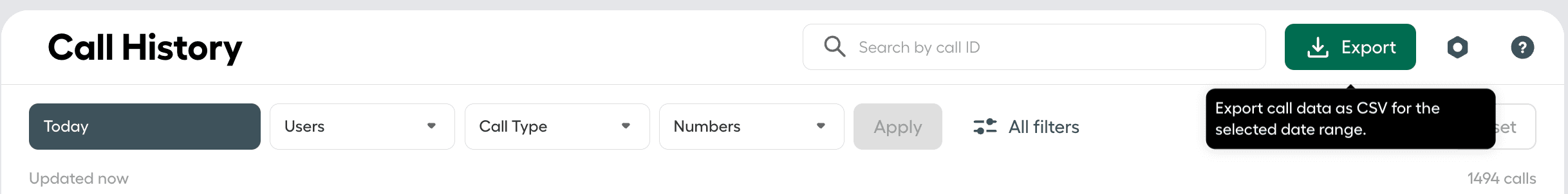 Image showing the export button