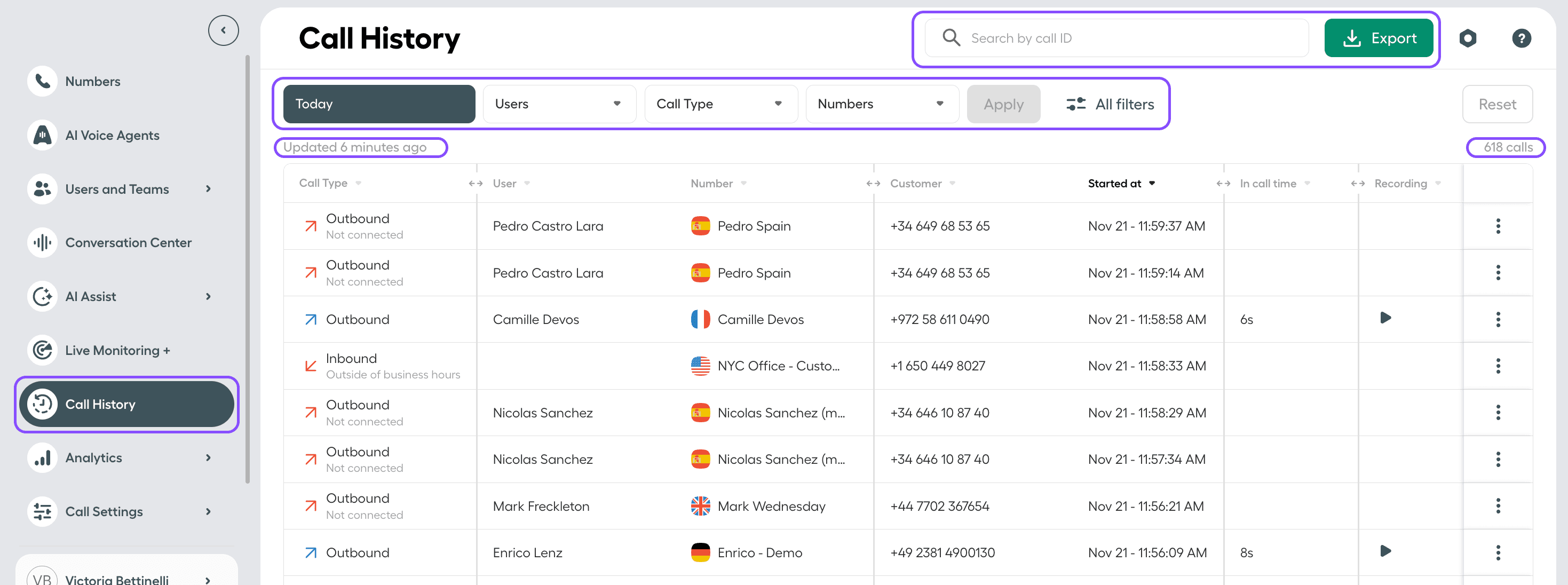 Image showing all relevant call history event fields