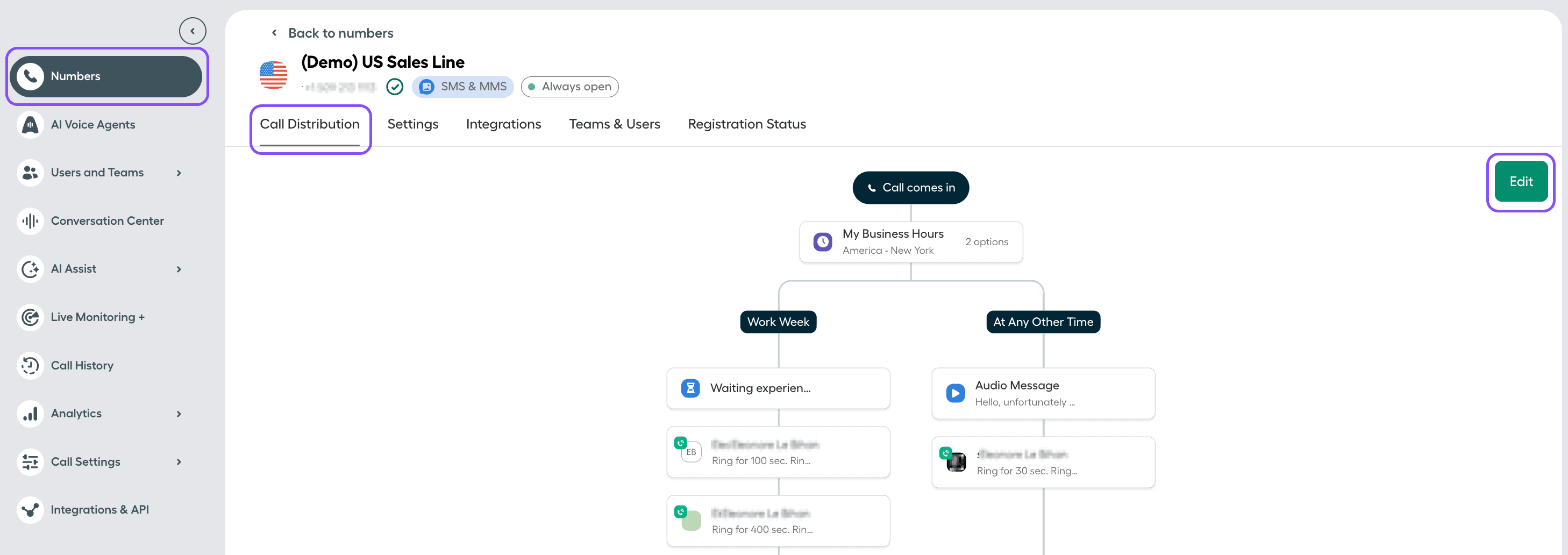 Call distribution view