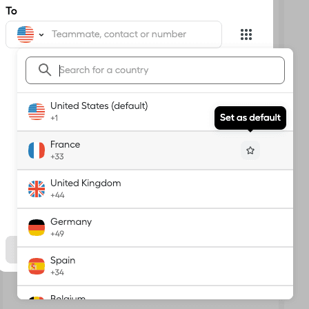 image showing how to change country code and set it as default