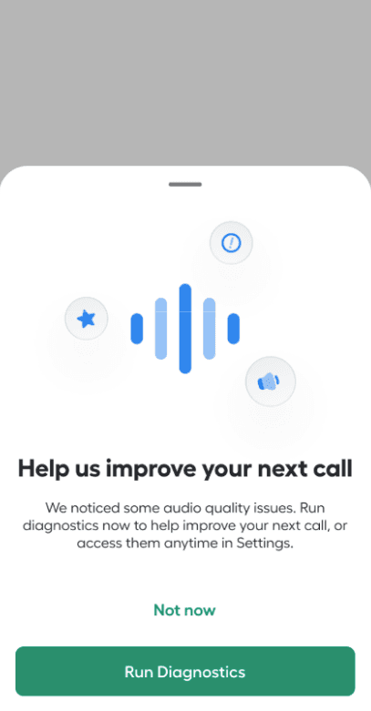 Image showing how to access call diagnostics after a call
