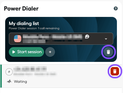 Image showing how to delete numbers and dialing list