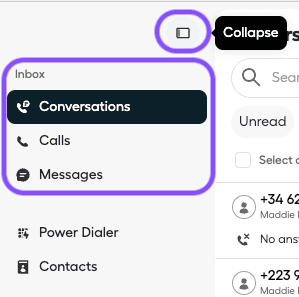Image showing how to access inbox views and how to collapse them