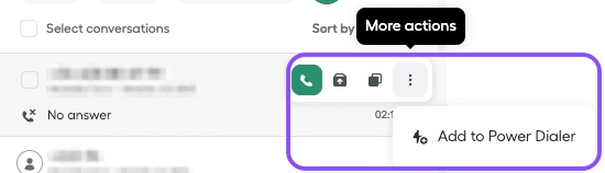 Image showing quick actions on Coversations view