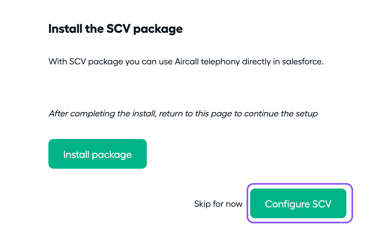 Image showing configure SCV button