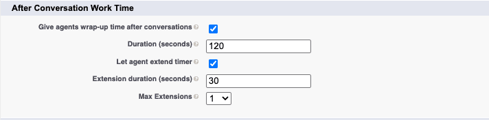 Image showing After conversation work time settings