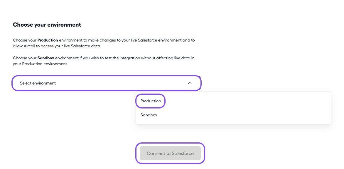 Image showing how to choose your environment