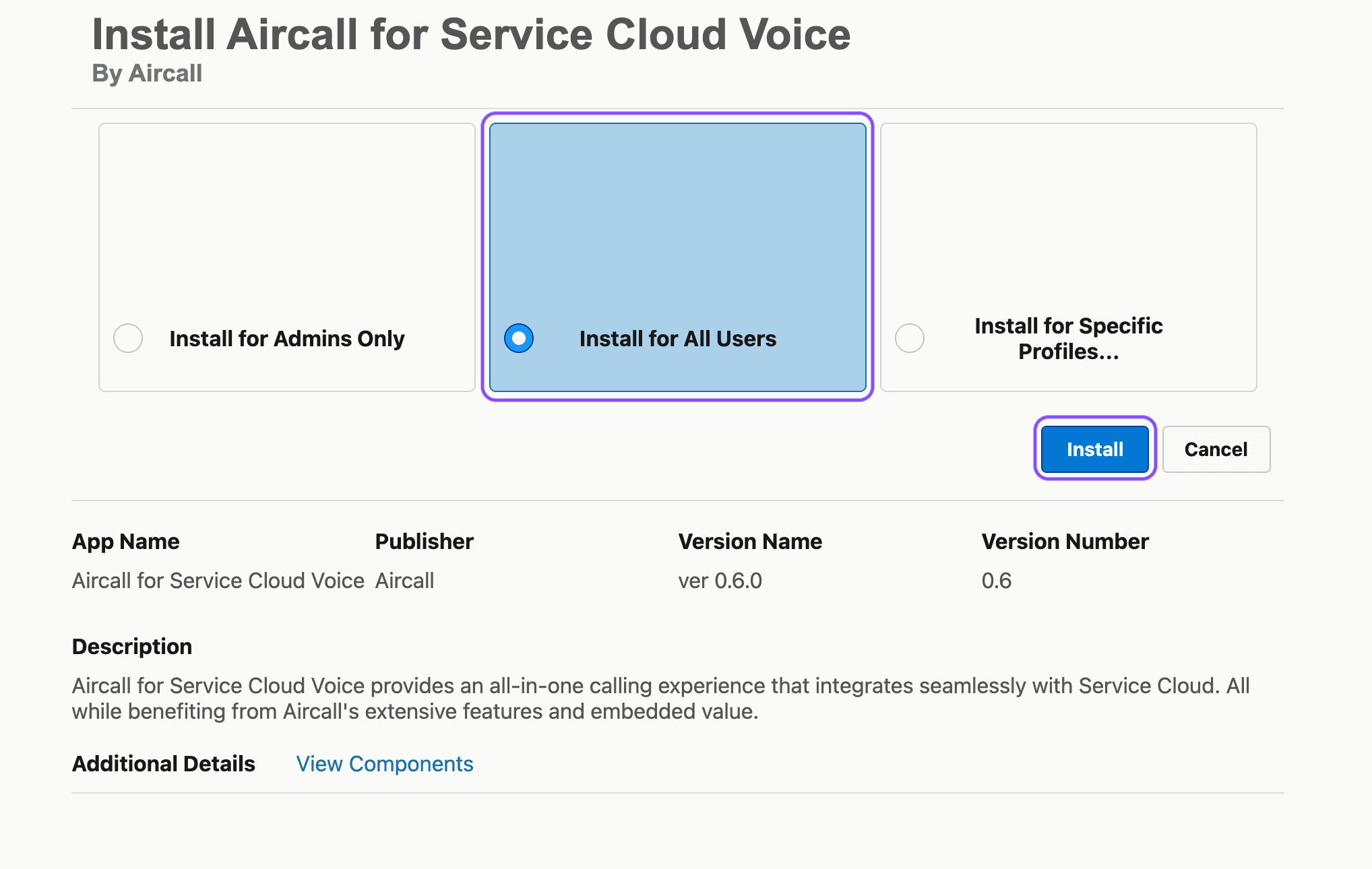 image showing install for SCV