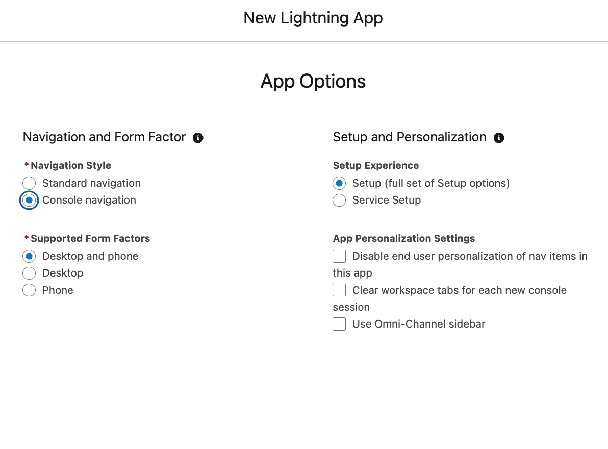Image showing the navigation style and other app options