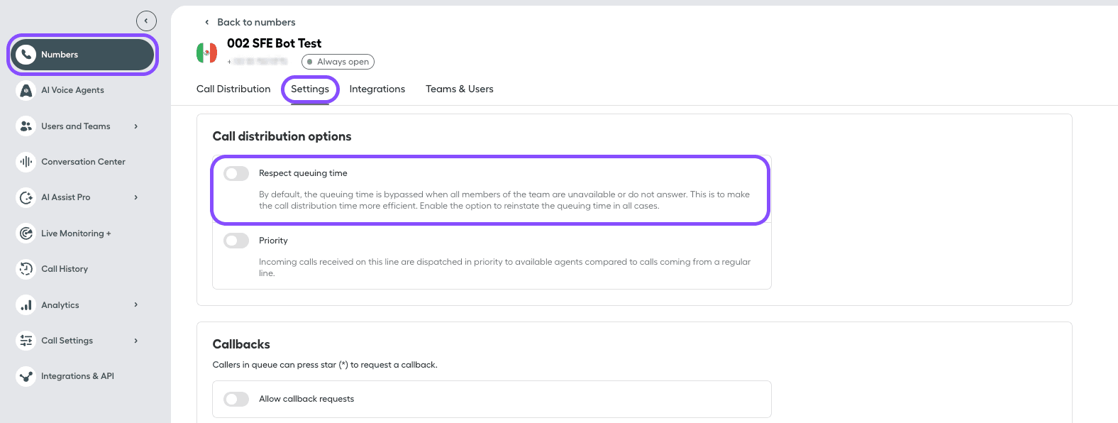 Image showing where to find the RQT feature