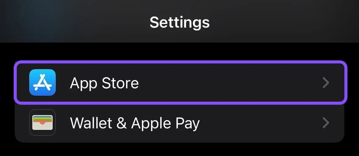 Image sowing the app store button under settings