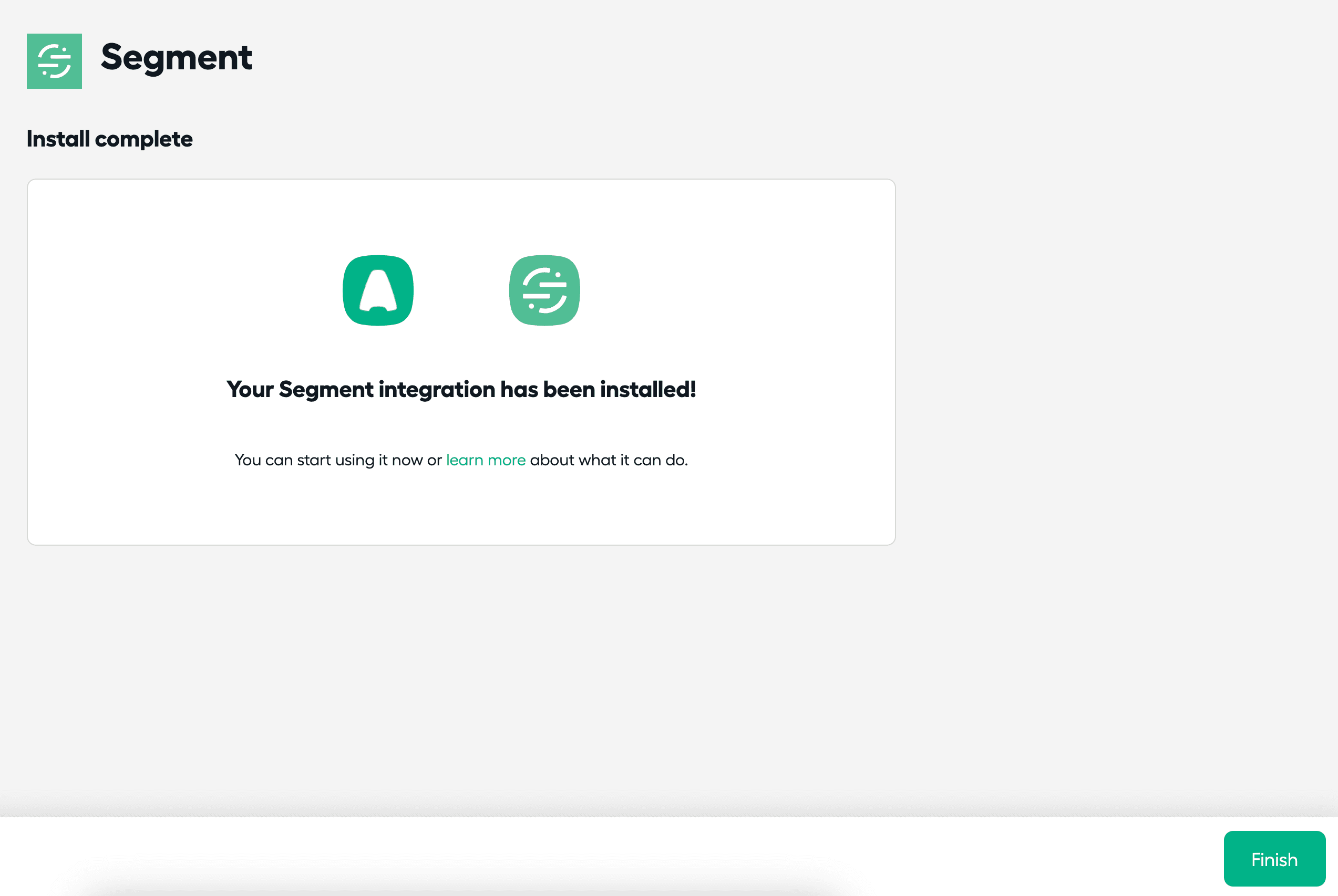 Image showing the last window of integration configuration