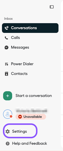 image showing where to find settings