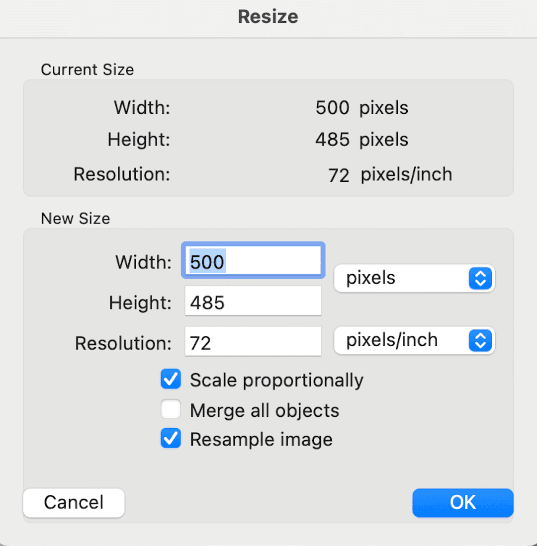 Image showing format and size recommendations