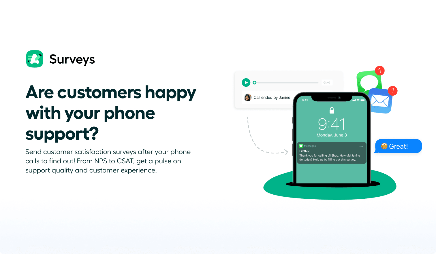 Hero image showing visuals about Aircall Survey