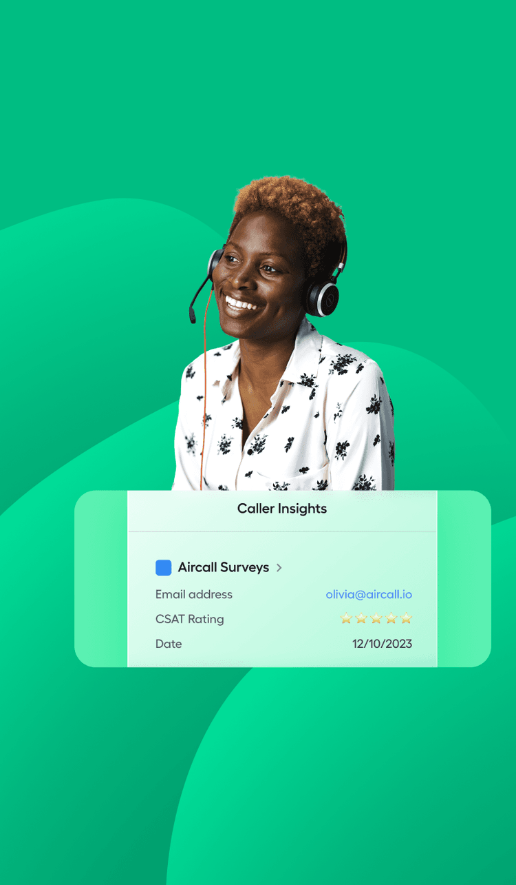 Visual example of an Aircall Survey insight card