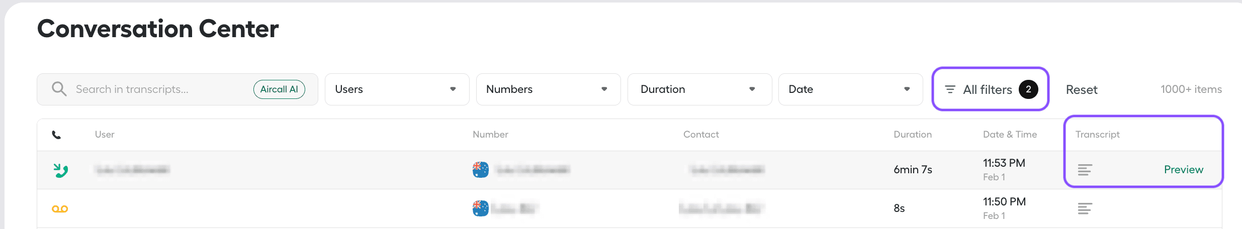 Conversation center view