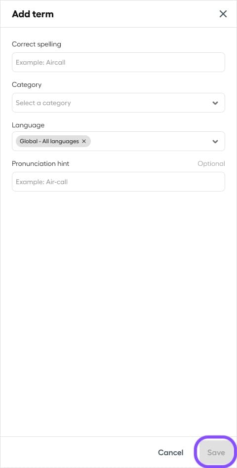 Image showing the add term details 