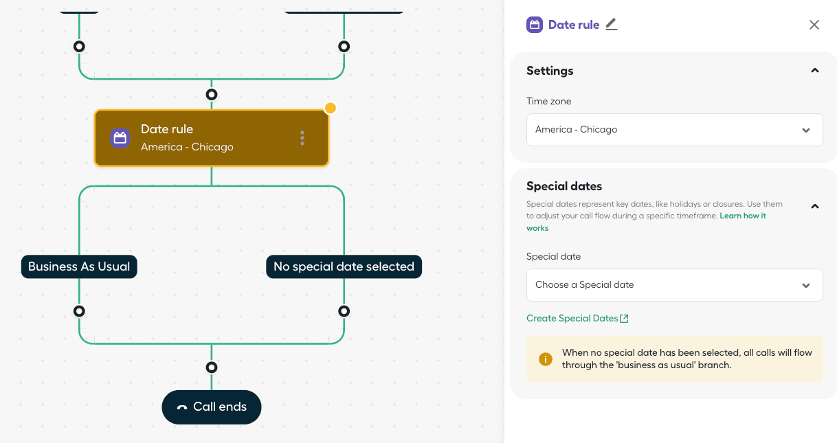 Image showing date rule widget settings