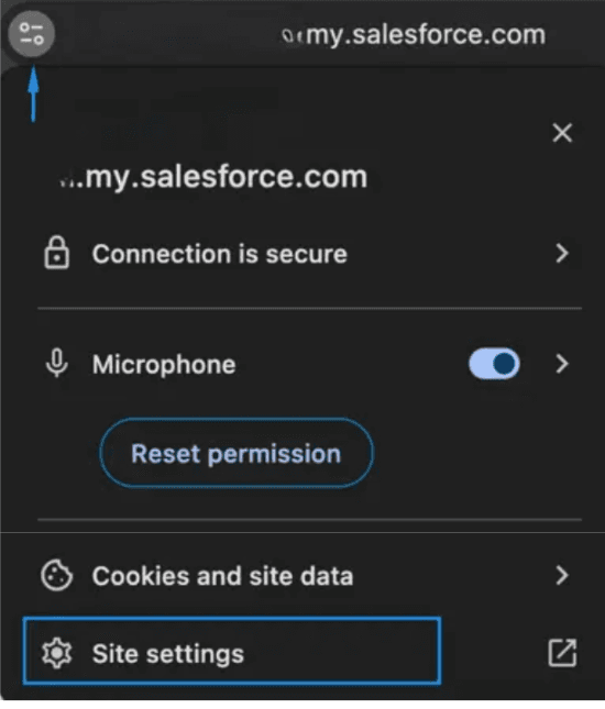 image showing site settings