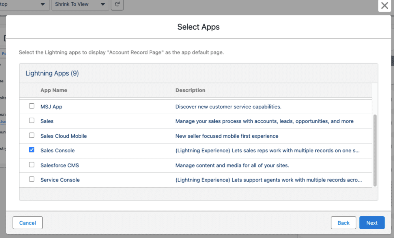 Image showing select apps window