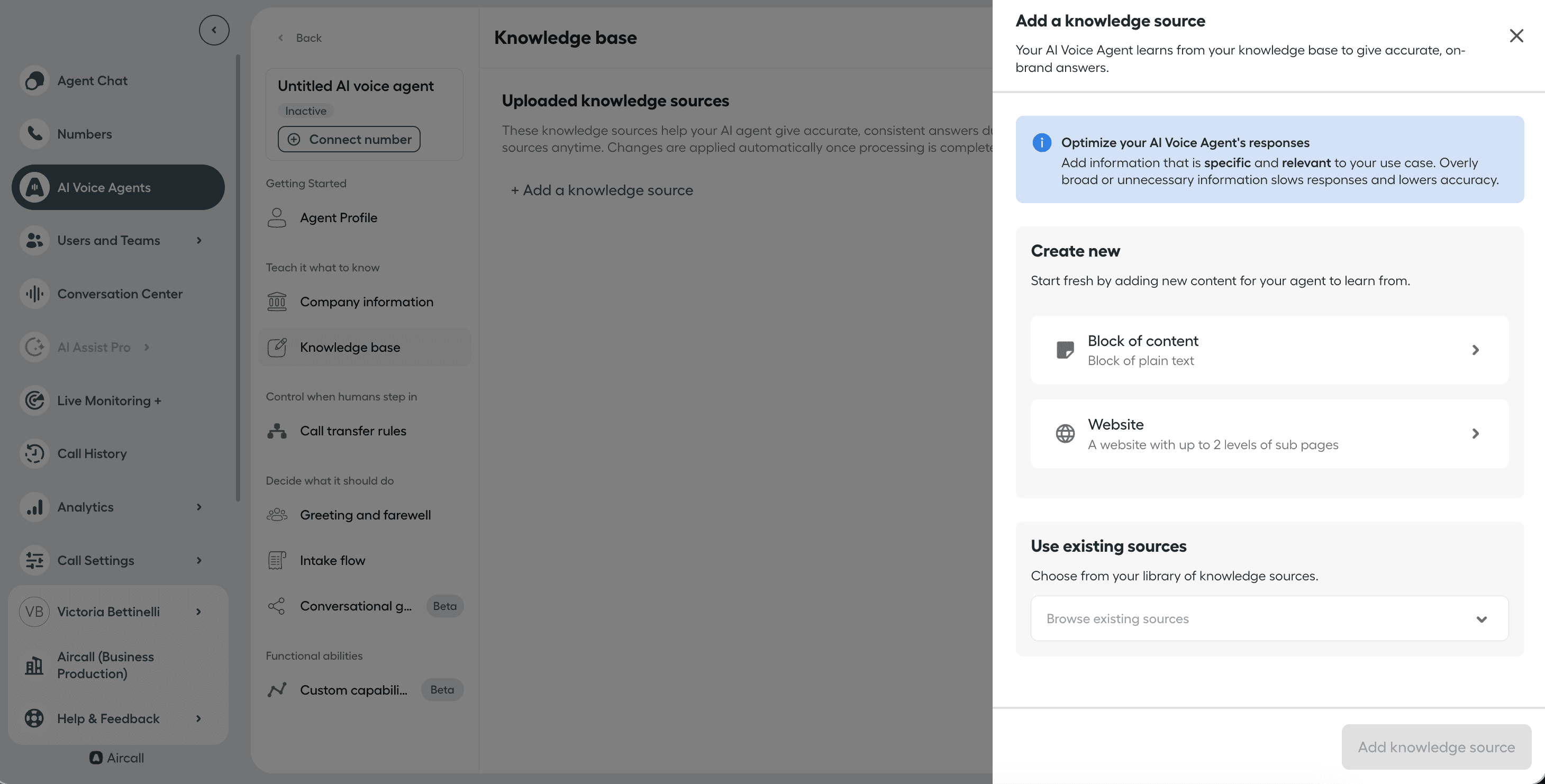 Image showing how to add content sources and the interface