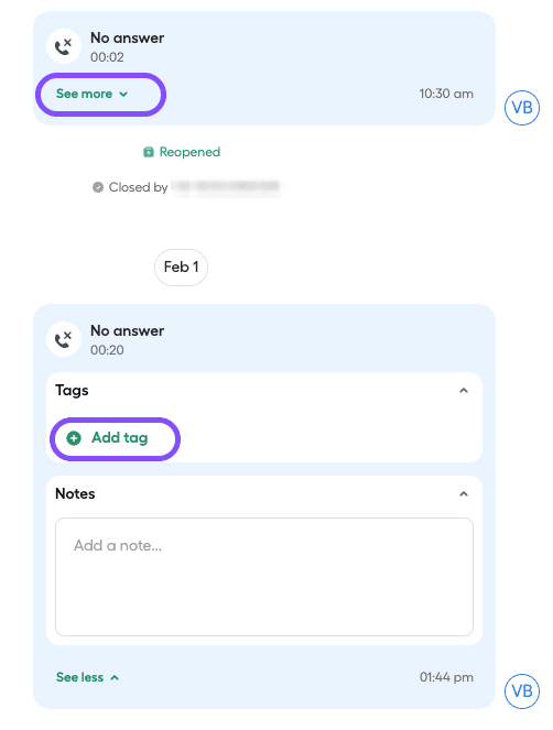 Image showing how to add tags from the call log