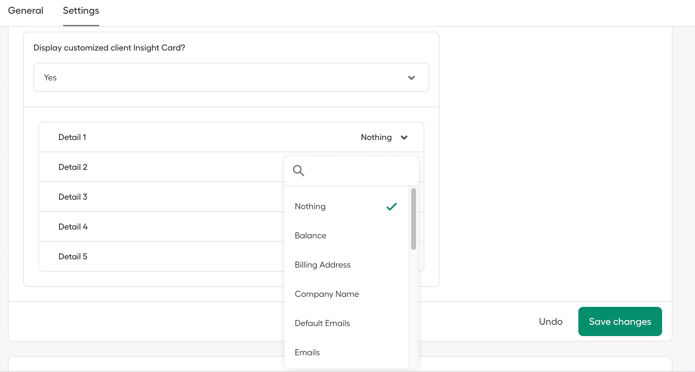 insight card details dropdowns