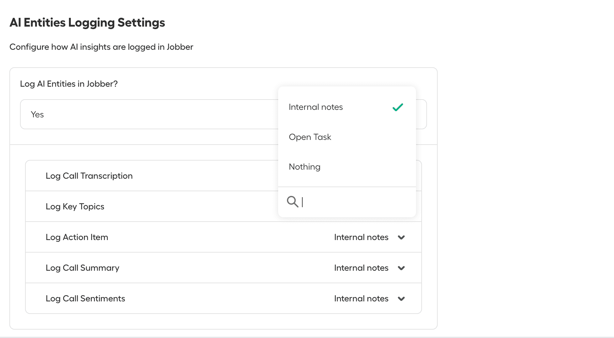 AI entities - dropdown