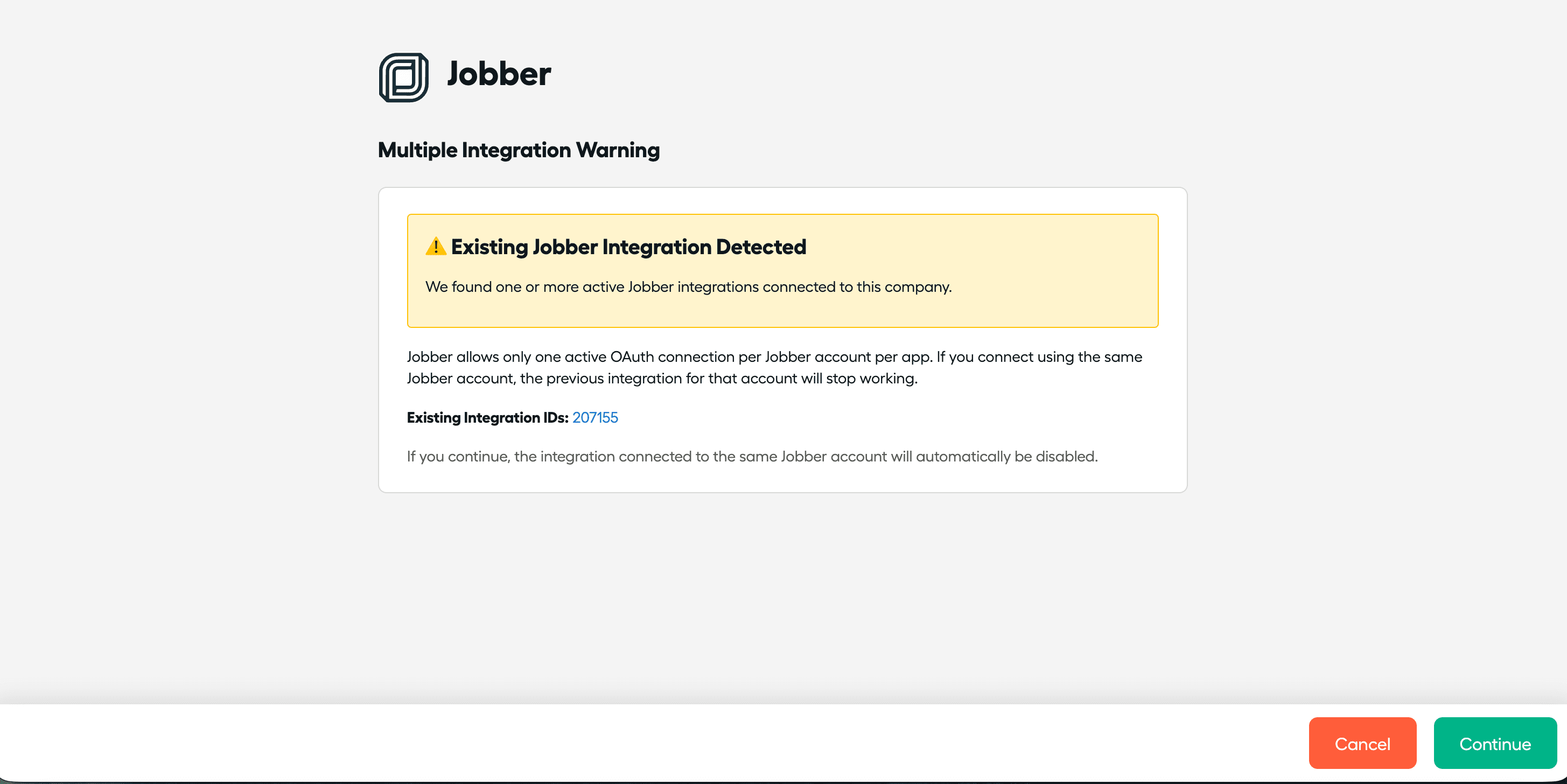 image showing the warning