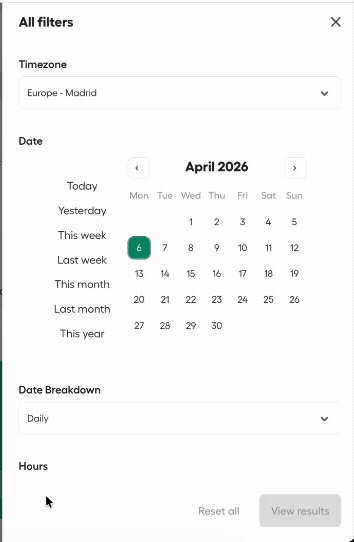Gif showing available filters in Outbound+
