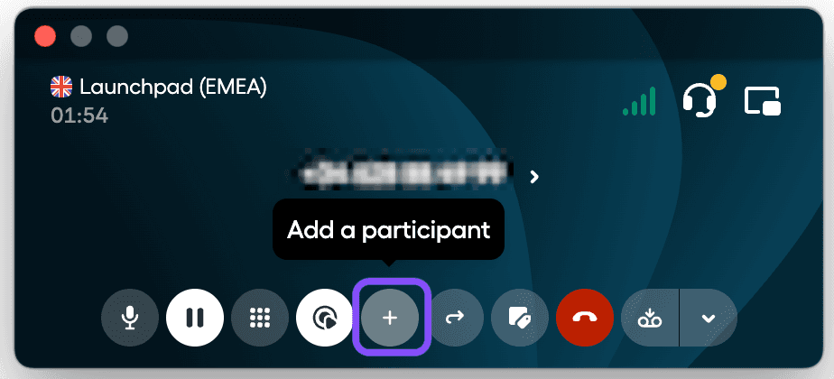 Image showing the Add a participant button