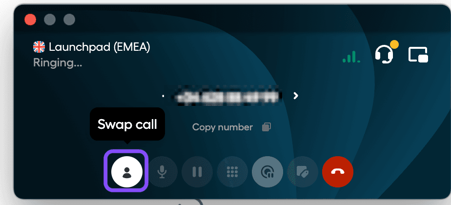 Image showing Swap call button