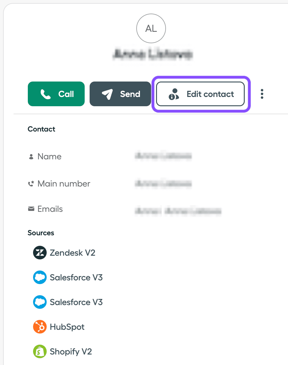 Image showing edit contact button