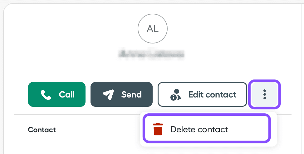 Image showing delete contact button