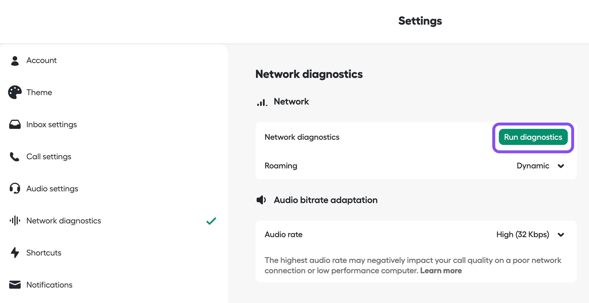 Run diagnostics