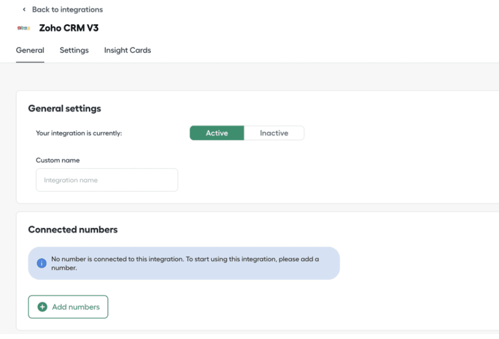 General settings tab