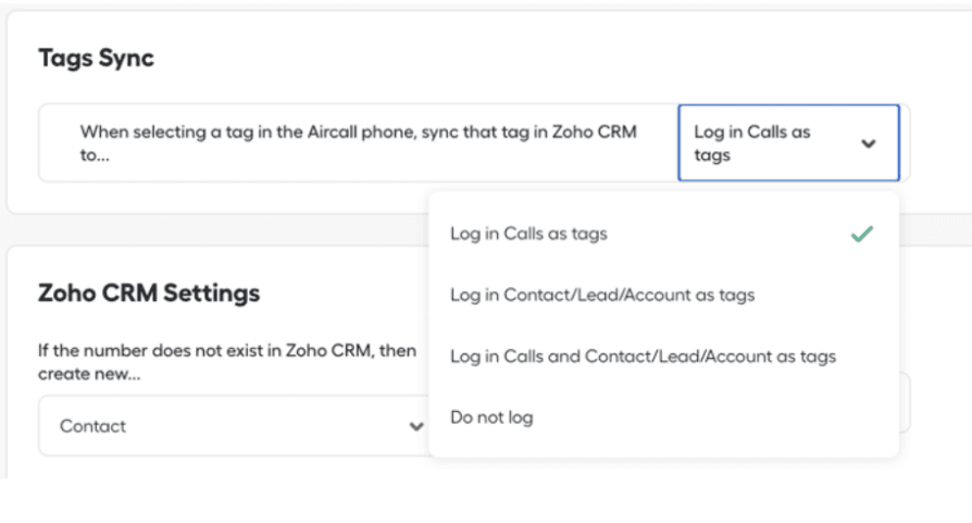 Tag sync options
