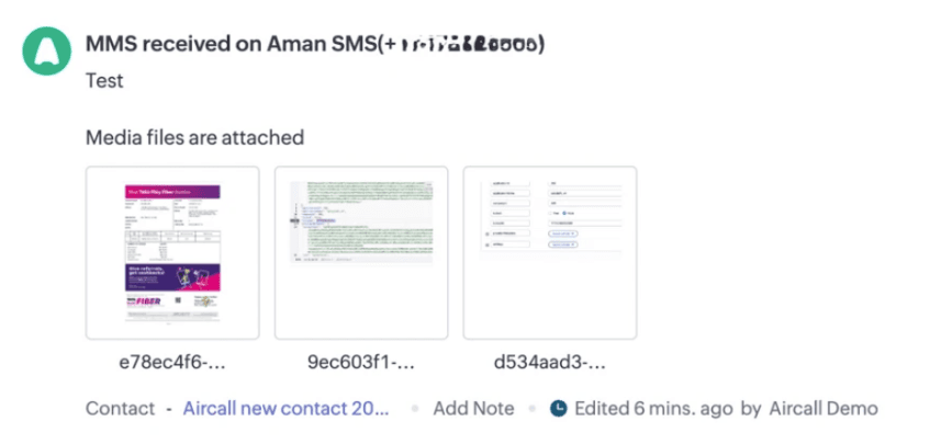 MMS in Zoho integration